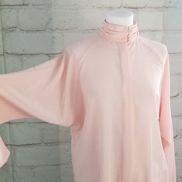 Vintage Braemar by Jeremy Scott Sz 9 Pastel Pink Dolman Sleeve High Neck Blouse - Picture 6 of 7